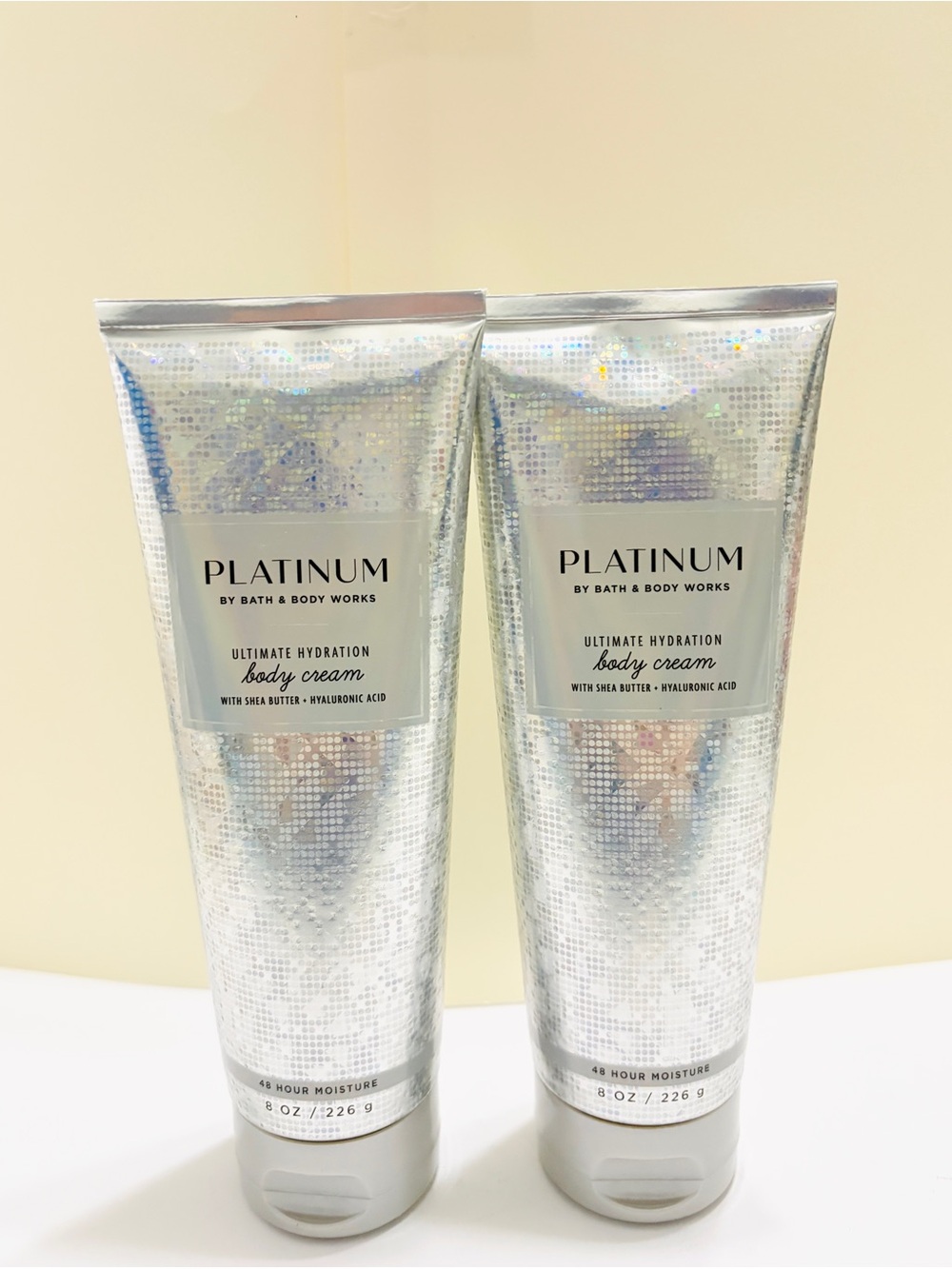 Bath & Body Works Platinum Ultimate Hydration Body Cream — Silver Pack of 2 New